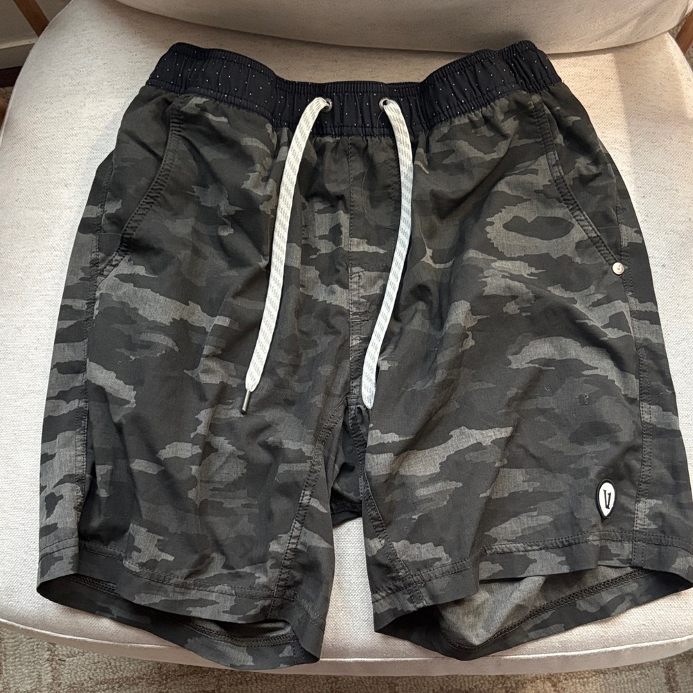 Vuori Camo Athletic Shorts - Black and Gray